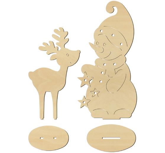 Stehfiguren "Schneemann und Elch"
