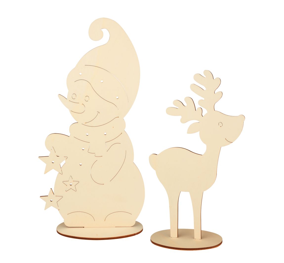Stehfiguren "Schneemann und Elch"