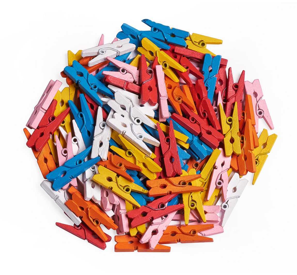 VBS Mini-Holzklammern "2 cm", 100 Stück - Bunt