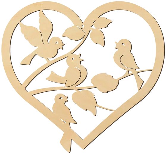 Fensterbild "Herz und Vögel"