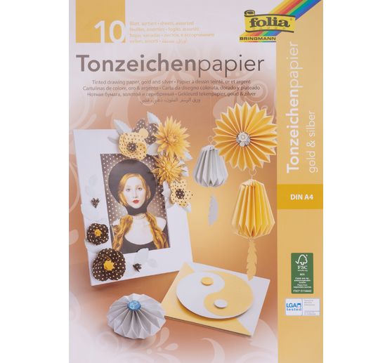 Tonpapier-Block Gold/Silber matt, DIN A4