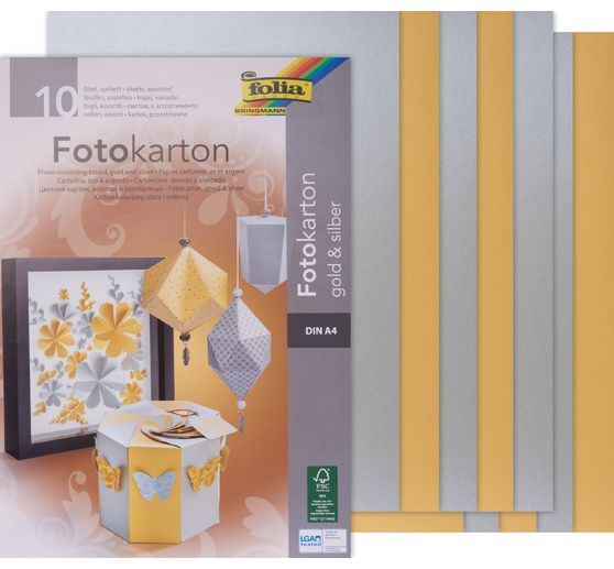 Fotokarton-Block Gold/Silber matt, DIN A4