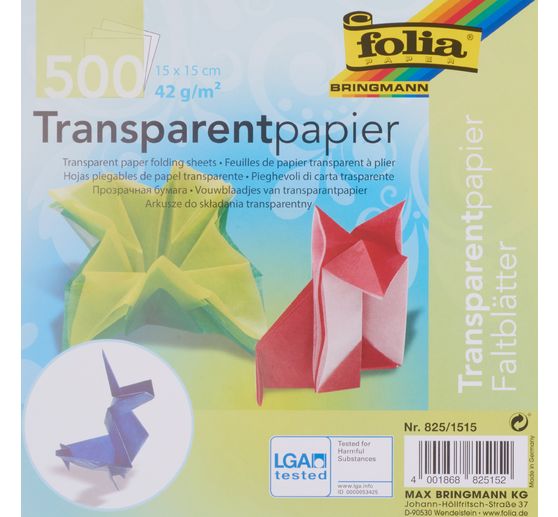 Transparentpapier-Faltblätter "15 x 15 cm", 500 Blatt