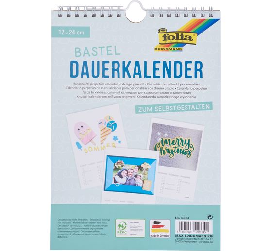 Bastel Dauerkalender, 17 x 24 cm