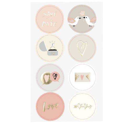 Sticker "Hochzeit", mit Goldfolie