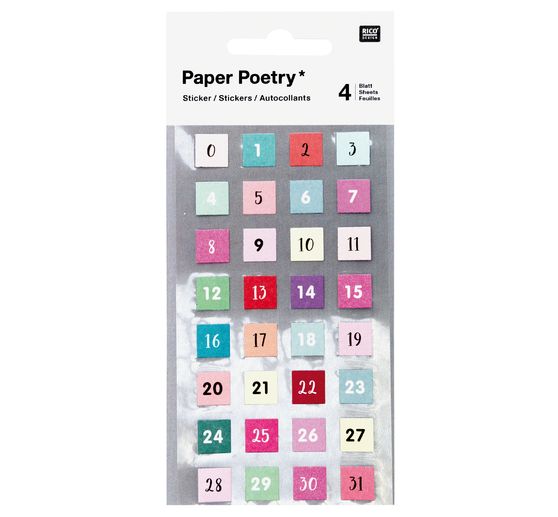 Sticker "Zahlen 0-31", 4 Blatt