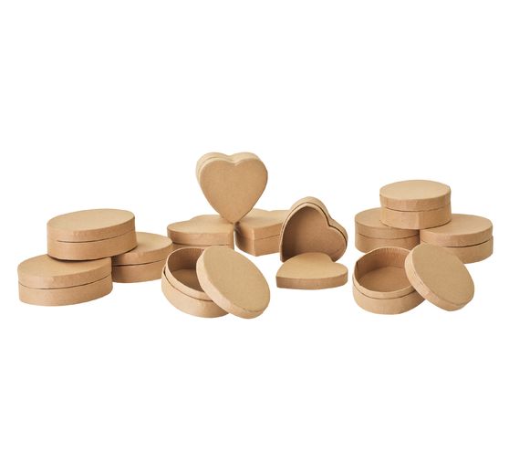 VBS Cardboard boxes "Heart/Oval/Round", Set of 12