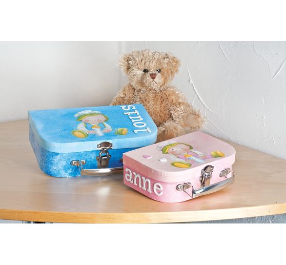VBS Koffer, 2er-Set, aus cremefarbenem Karton