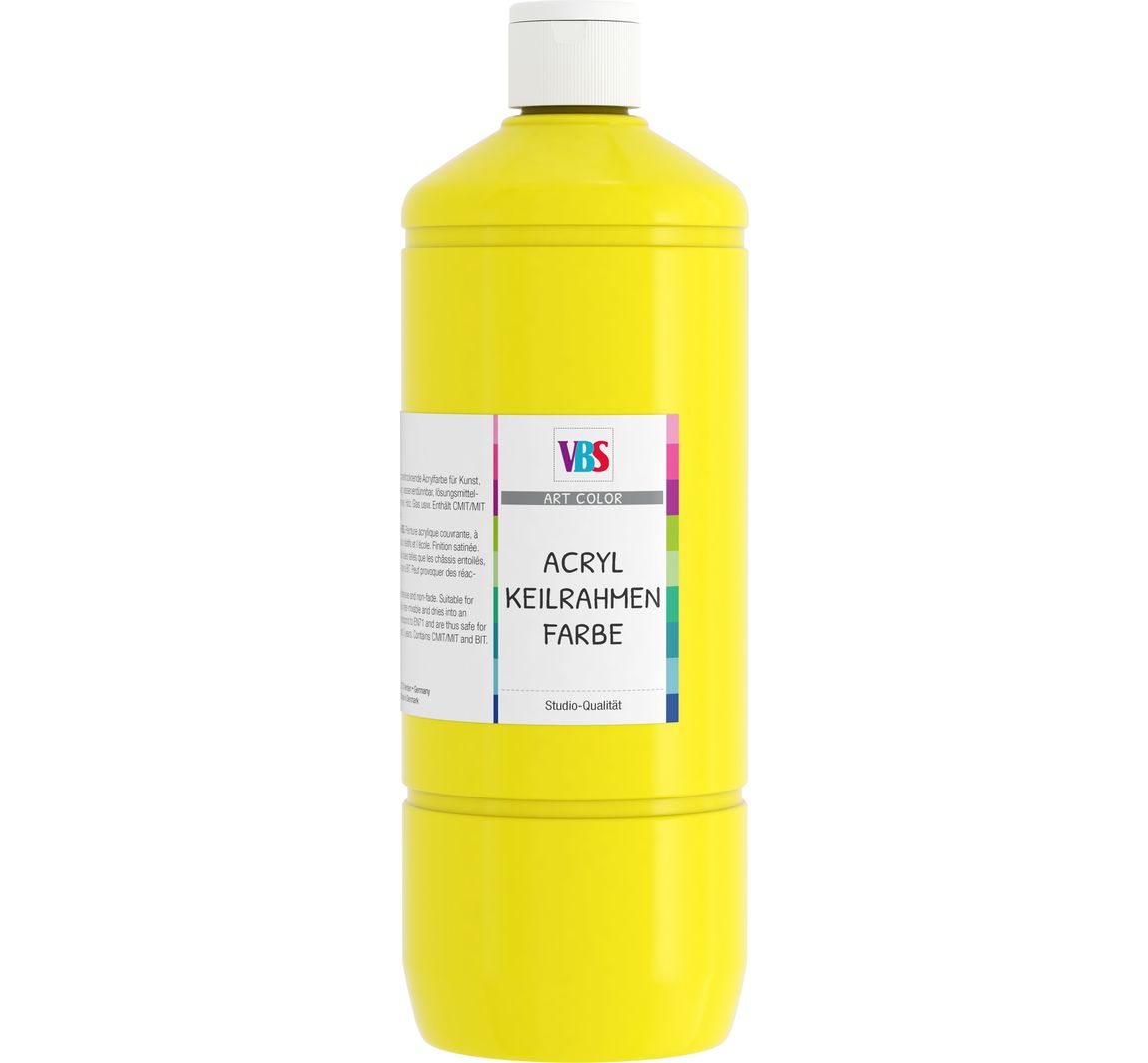 VBS Acryl-Keilrahmenfarbe, 1000 ml - Primärgelb