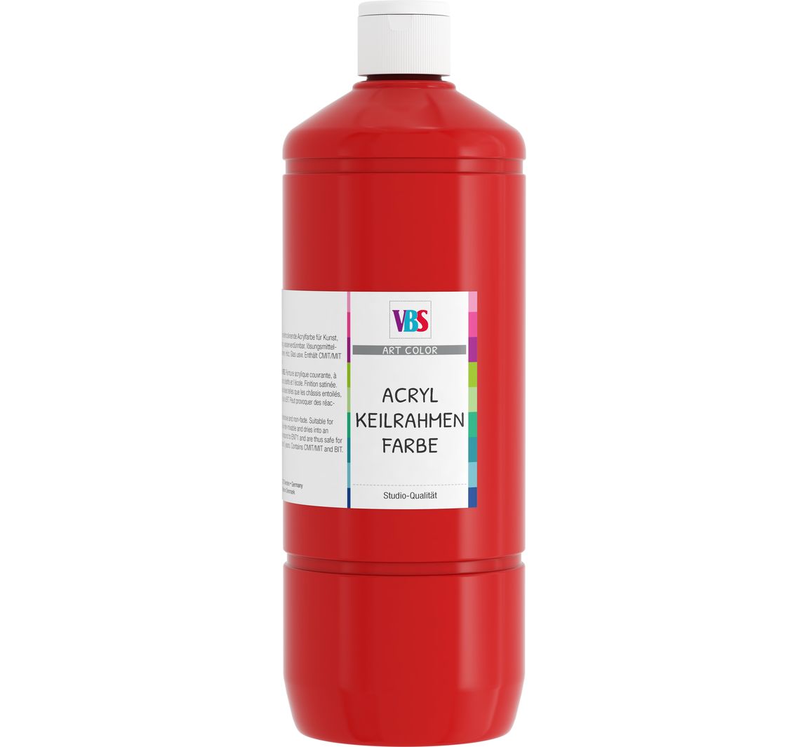 VBS Acryl-Keilrahmenfarbe, 1000 ml - Kadmiumrot