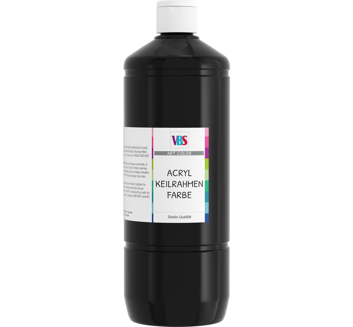 VBS Acryl-Keilrahmenfarbe, 1000 ml - Schwarz