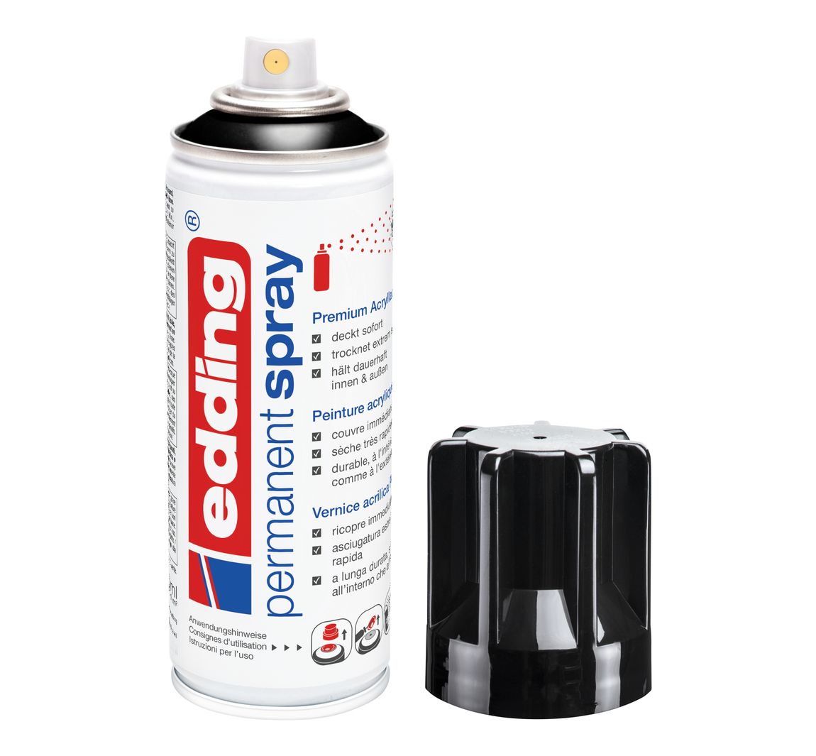 edding 5200 "Permanentspray", Glänzend - Tiefschwarz