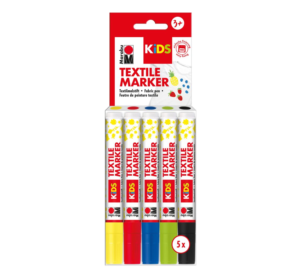 Marabu KIDS TEXTILMARKER, 5er-Set