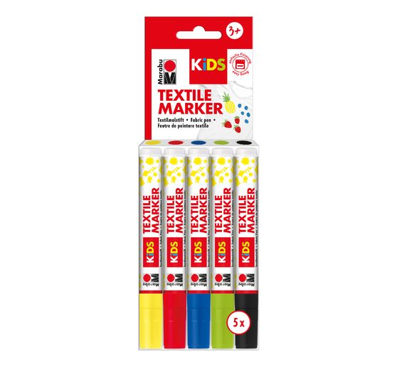Marabu KIDS TEXTILMARKER, 5er-Set