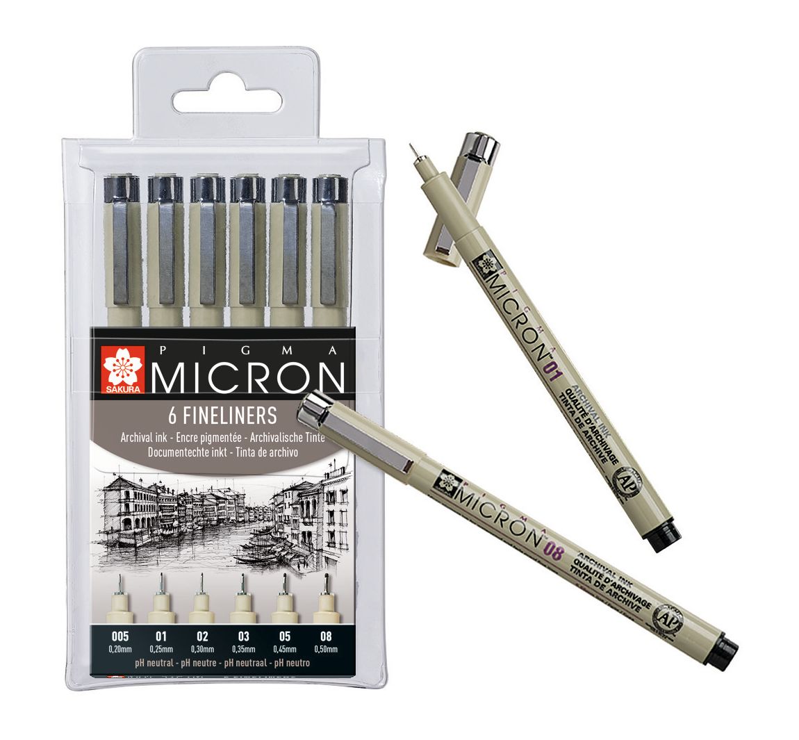 Pigma Micron Etui, 6er-Set