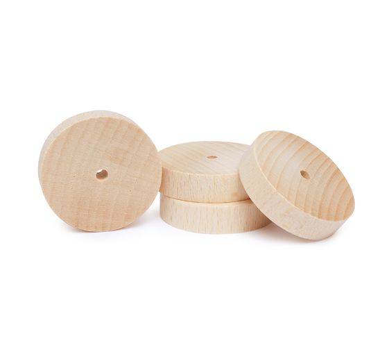 Holzscheiben/Räder, 4 Stück, Ø 40 mm