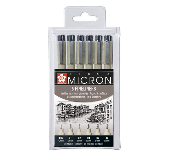 Pigma Micron Etui, 6er-Set
