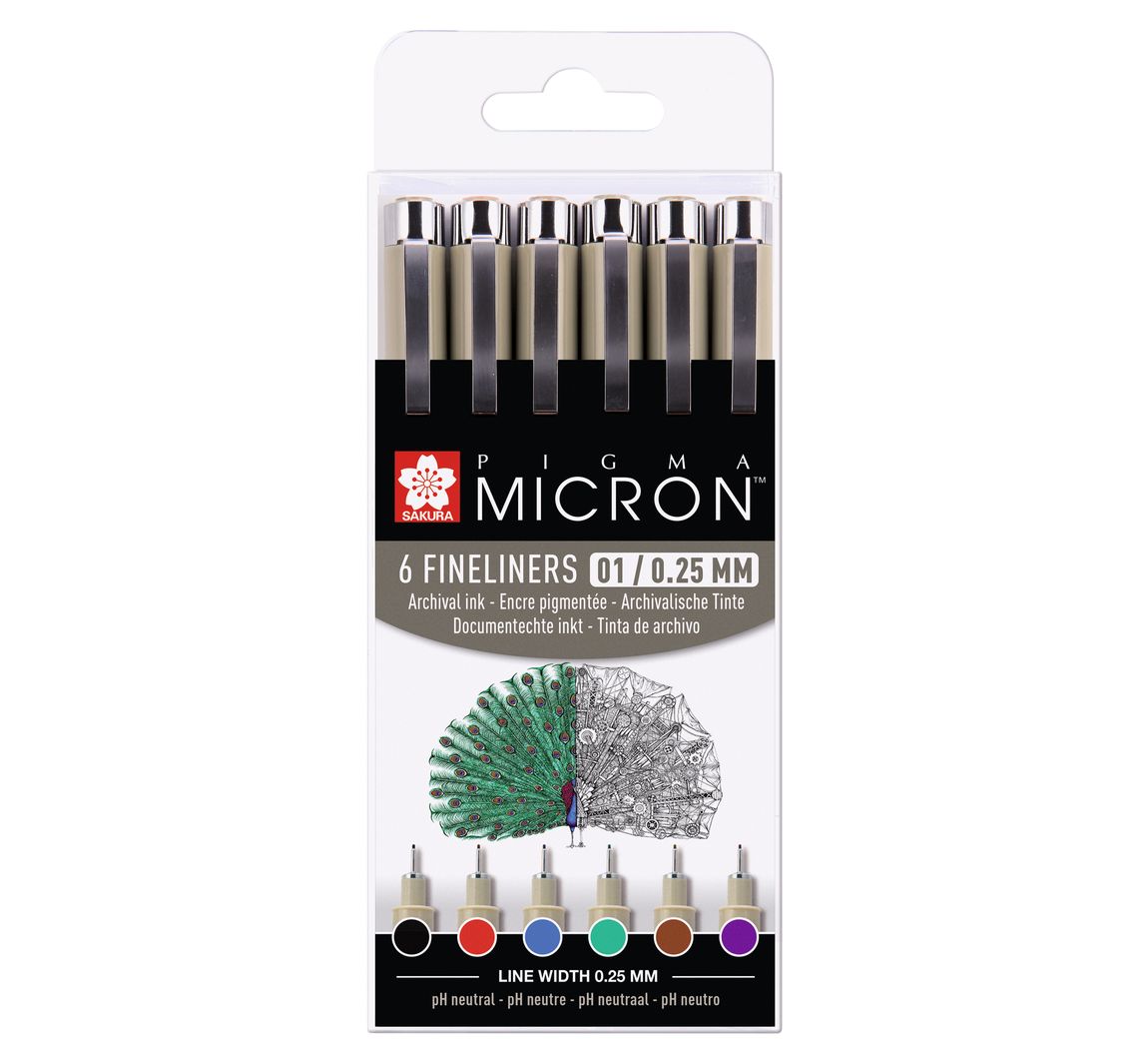 Pigma Micron Set - Größe 0,25 mm