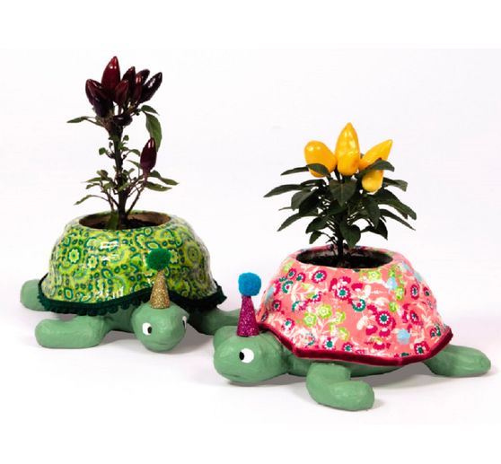 Blumentopf "Schildkröte", Pappmaché, wasserdicht