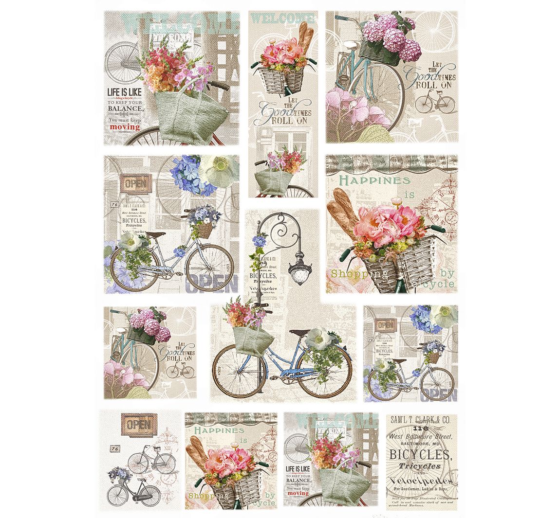 Motiv-Strohseide "Bicycle"