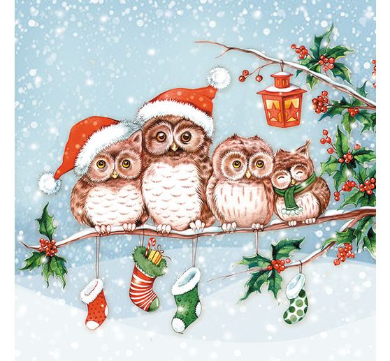 Serviette "Weihnachtliche Eulen"