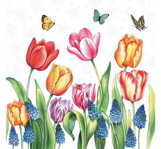Serviette "Tulpen und Traubenhyazinthe"