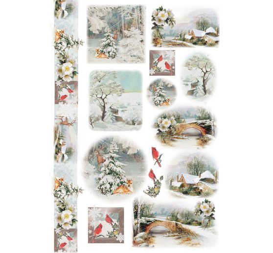 Motif straw silk "Deer in the snow"