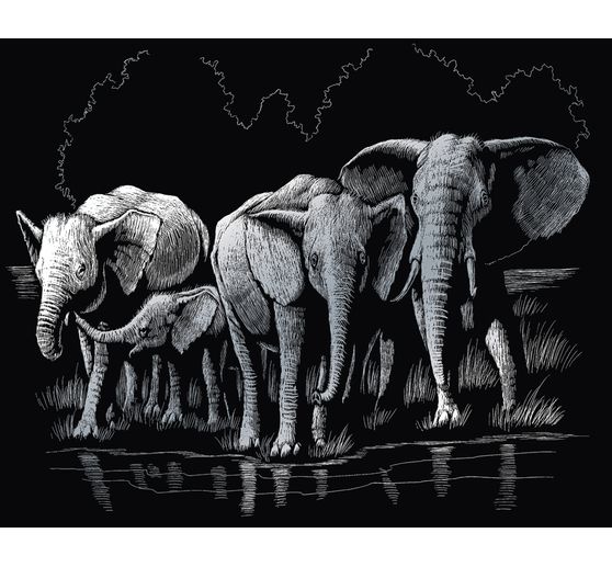 Kratzbild "Elefanten"