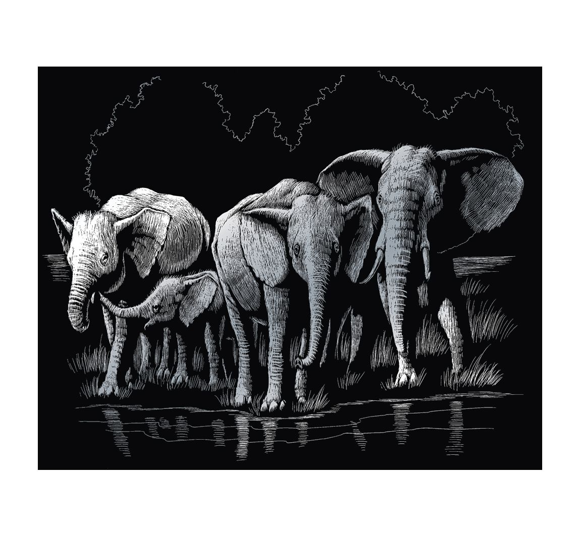 Kratzbild "Elefanten"
