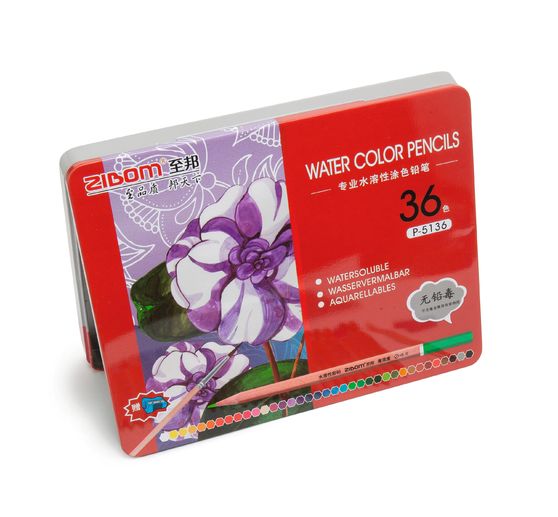 VBS Aquarellstifte, 36 Farben, in Metallbox