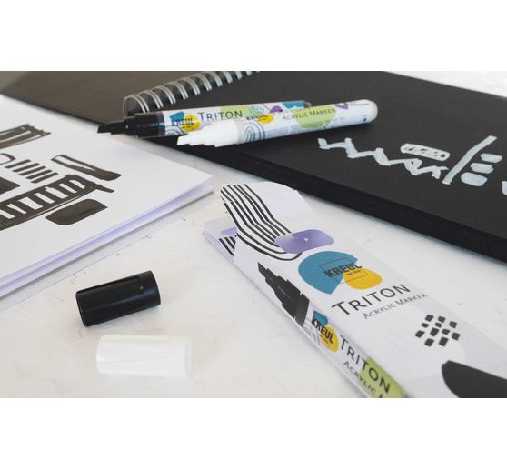 KREUL Triton Acrylic Marker "edge", 2er-Set, Schwarz & Weiß