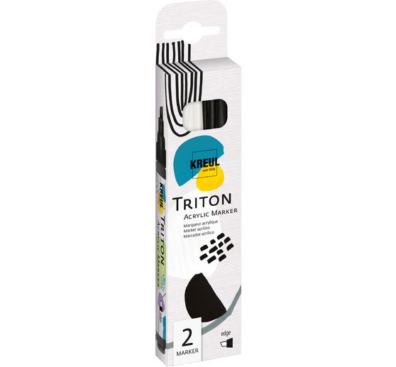 KREUL Triton Acrylic Marker "edge", 2er-Set, Schwarz & Weiß