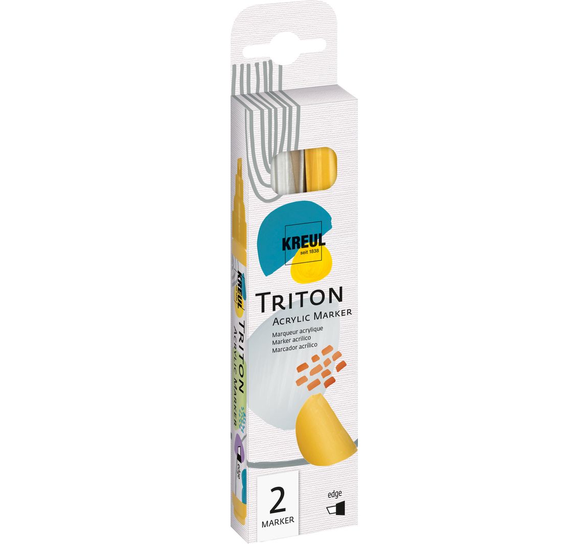 KREUL Triton Acrylic Marker "edge", 2er-Set, Silber & Gold