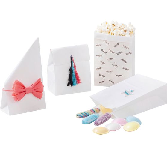 Papiertüten, Blockboden, weiß