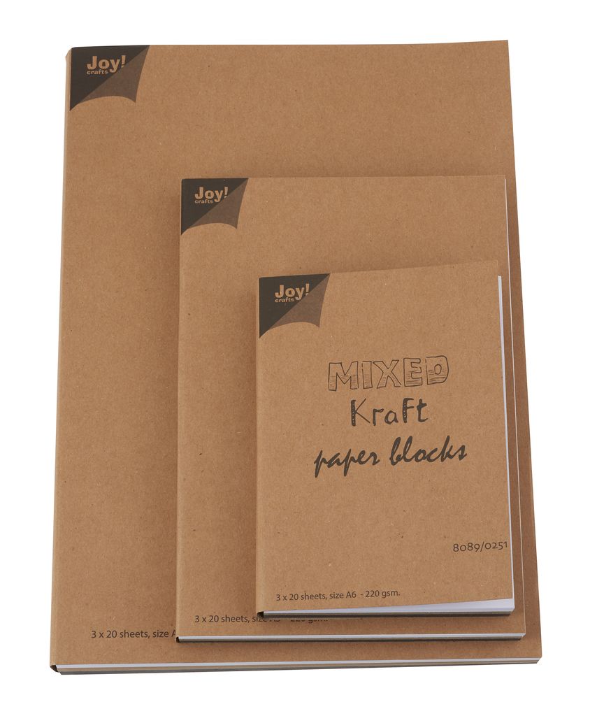 Kraftpapier-Block Mixed 3 x 20 Blatt DIN A4 