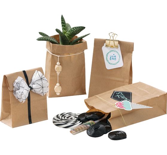 Papiertüten mit Blockboden aus Kraftpapier, 15 Stück