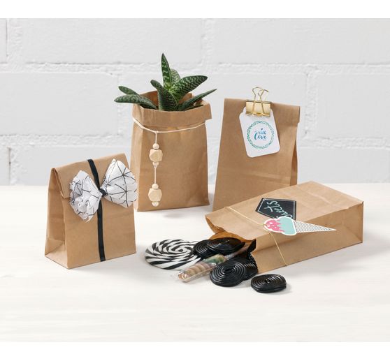 Papiertüten mit Blockboden aus Kraftpapier, 15 Stück