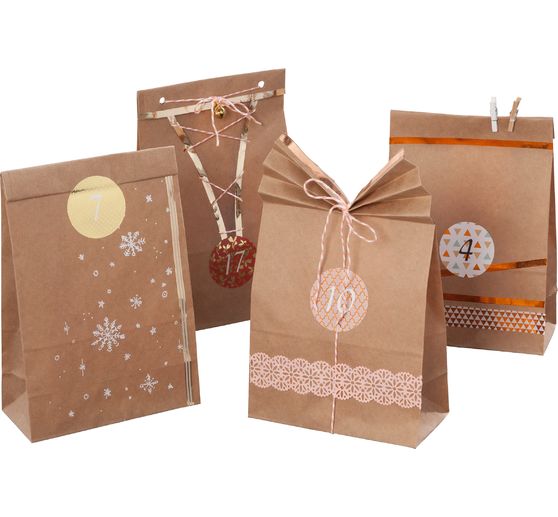 Adventskalender-Set "Kraftpapier", lebensmittelechte Papiertüten