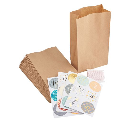 Adventskalender-Set "Kraftpapier", lebensmittelechte Papiertüten
