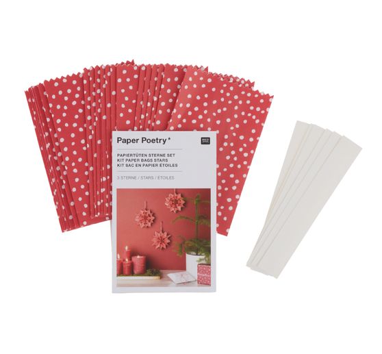 Papiertüten Sterne-Set, klein, Punkte Rot