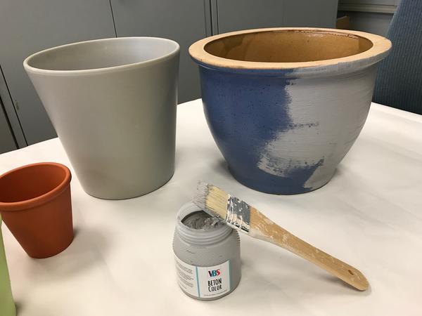 Terrakotta-Topf: Töpfe bemalen Terrakotta mit Beton Farbe bemalen