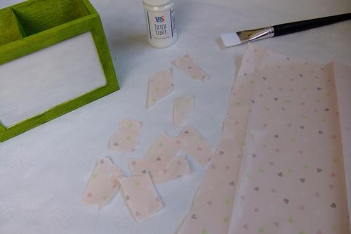 Schreibtischorganizer basteln - Decopatch Schnipsel