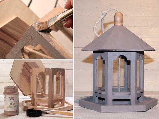 Futterhaus mit Kreidefarbe grundieren