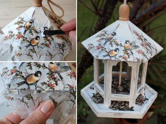 Futterhaus im Vintage-Stil mit Serviettentechnik