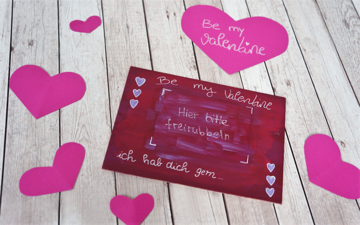 Rubbelkarte selber machen zum Valentinstag 