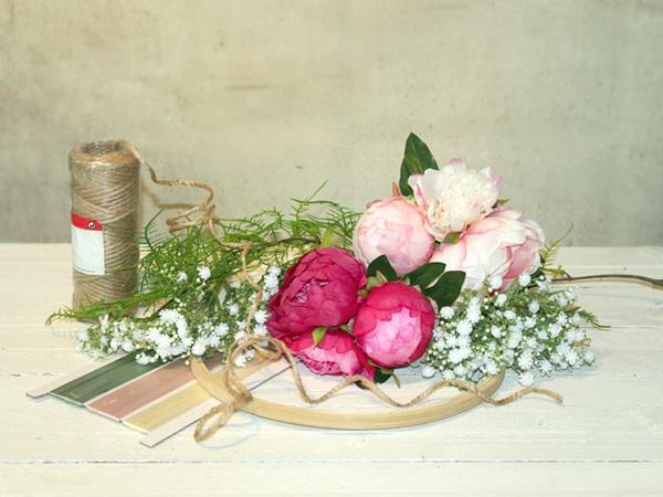Benötigtes Material für Blumenkranz mit Bändern